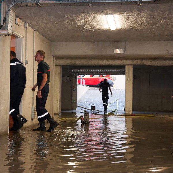 Inondation dans un parking, à Digne